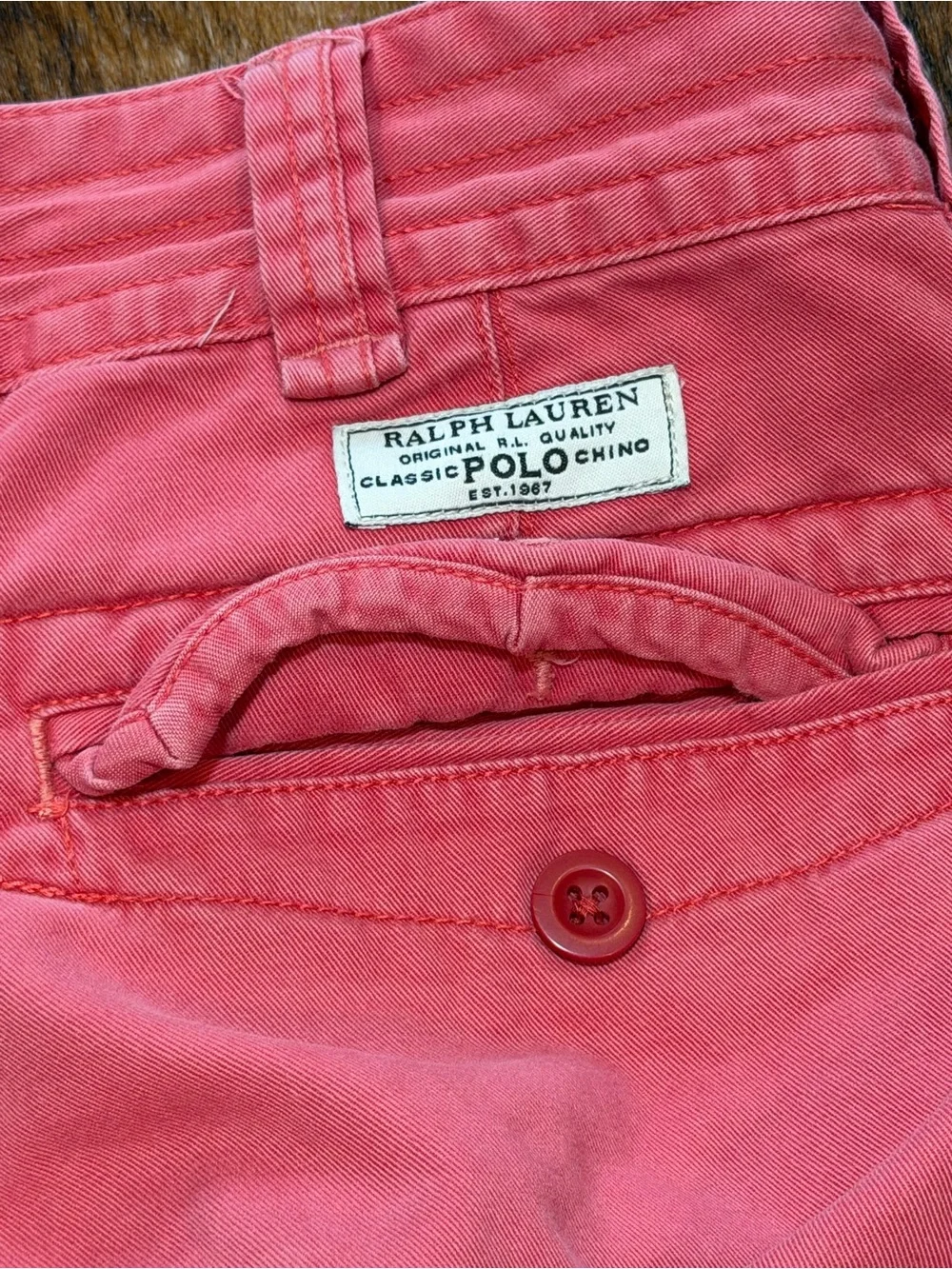 Vintage Polo Ralph Lauren Classic Chino Cargo Shorts Men Adult Size 34x9 salmon